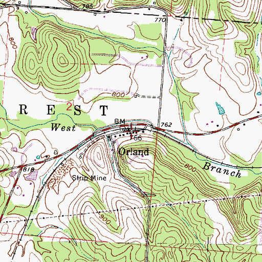Topographic Map of Orland, OH