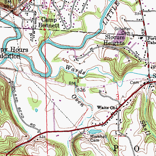 Topographic Map of Oven Lick, OH