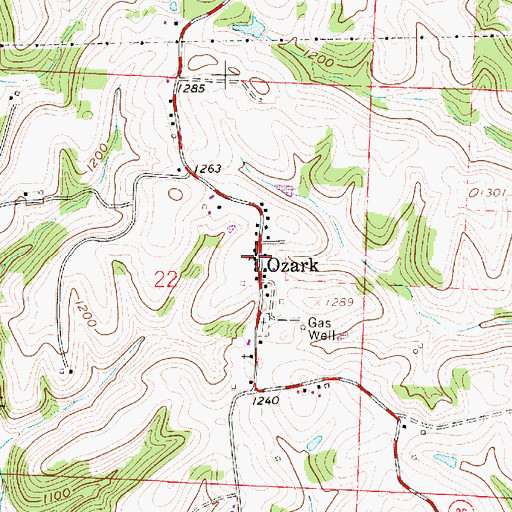 Topographic Map of Ozark, OH