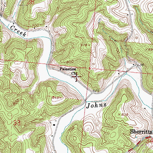 Topographic Map of Palestine Church, OH