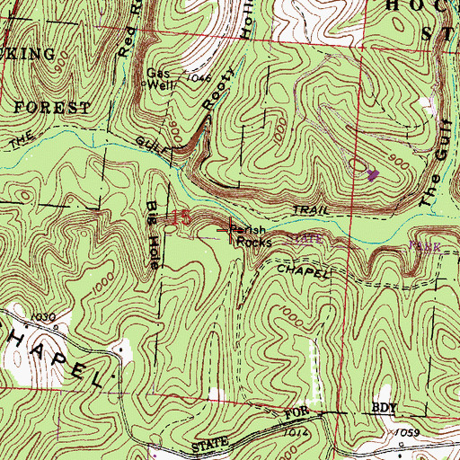 Topographic Map of Parish Rocks, OH