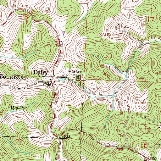 Topographic Map of Parker Cemetery, OH