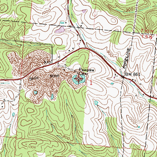 Topographic Map of Pawpaw Cemetery, OH