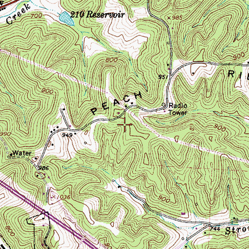 Topographic Map of Peach Ridge, OH