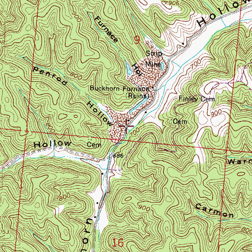 Topographic Map of Penrod Hollow, OH