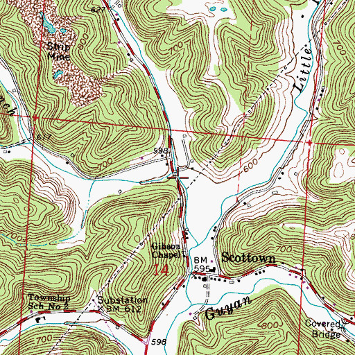 Topographic Map of Perkins Branch, OH