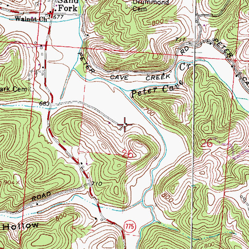 Topographic Map of Peter Cave Creek, OH
