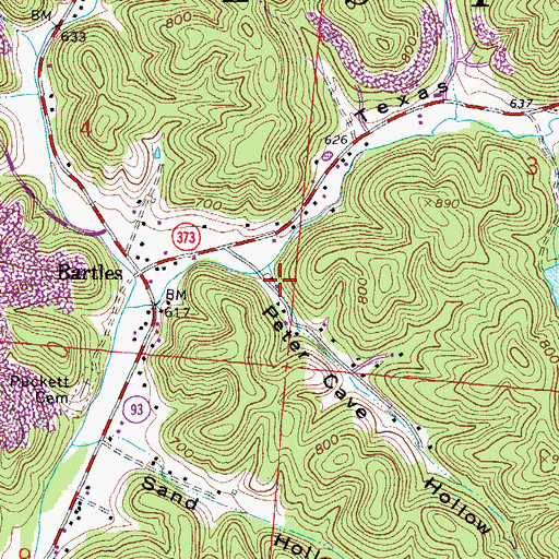 Topographic Map of Peter Cave Hollow, OH