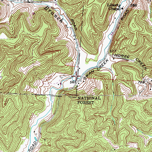 Topographic Map of Peters Branch Swan Creek, OH