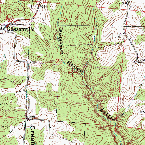 Topographic Map of Peterson Hollow, OH
