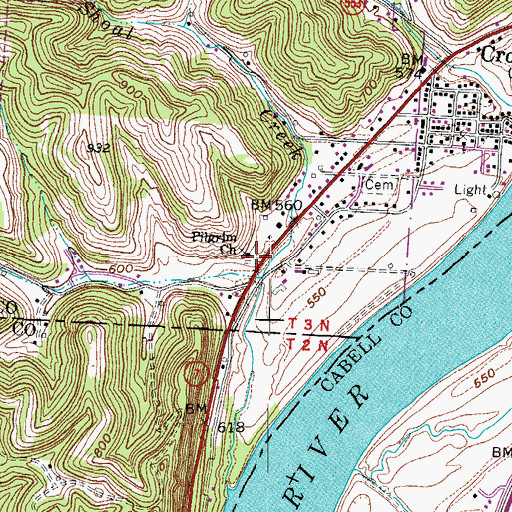 Topographic Map of Pilgrim Church, OH