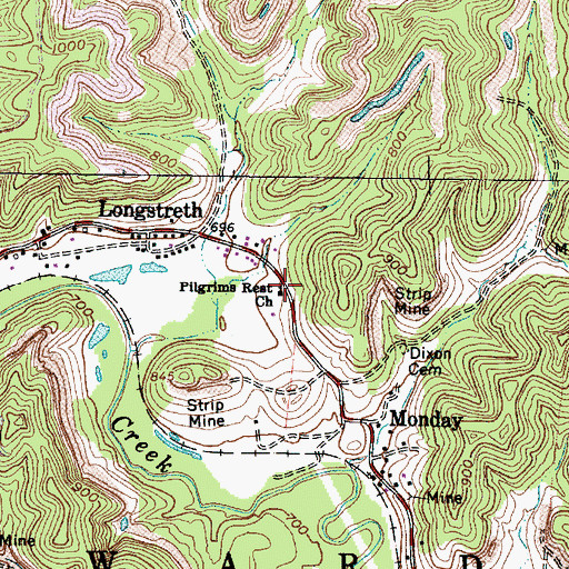 Topographic Map of Pilgrims Rest Church, OH