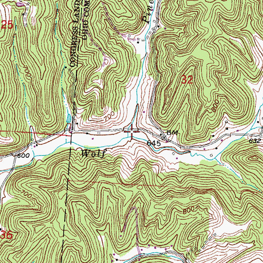 Topographic Map of Pine Creek, OH