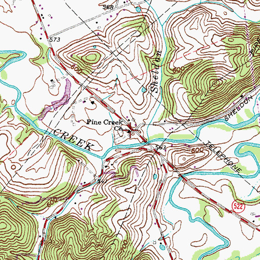 Topographic Map of Pine Creek Church, OH
