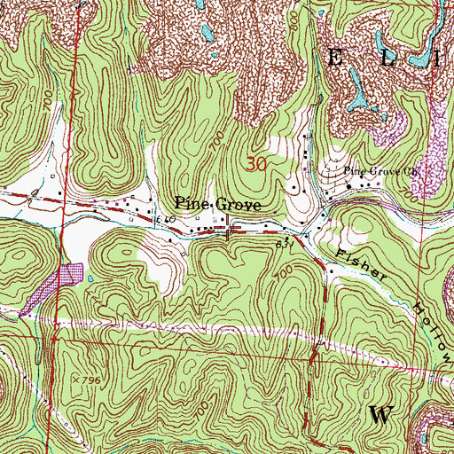 Topographic Map of Pine Grove, OH