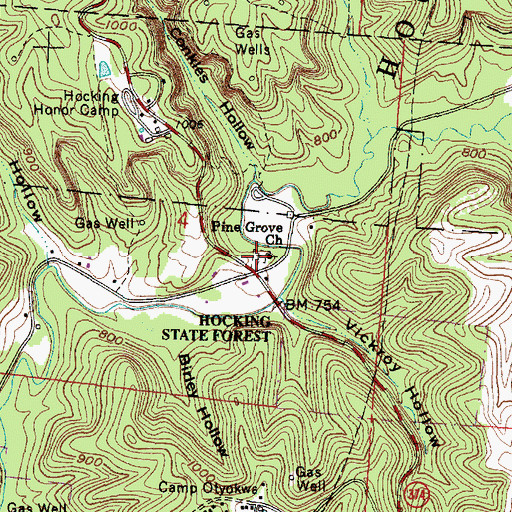 Topographic Map of Pine Grove Church, OH