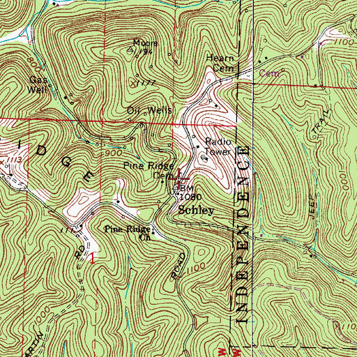 Topographic Map of Pine Ridge Cemetery, OH