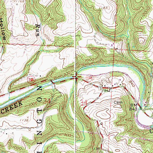 Topographic Map of Piney Creek, OH