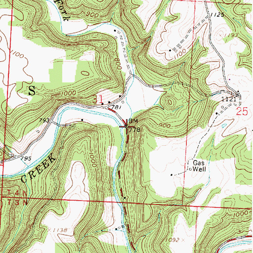 Topographic Map of Piney Fork, OH