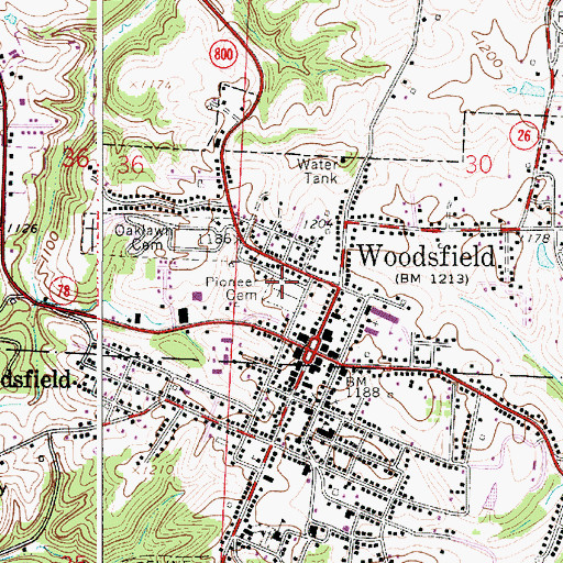 Topographic Map of Pioneer Cemetery, OH