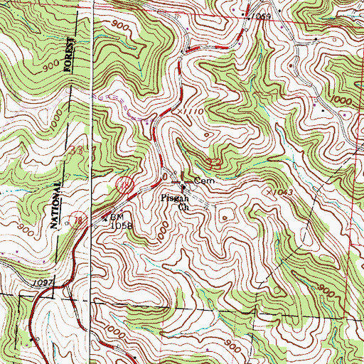 Topographic Map of Pisgah United Methodist Church, OH