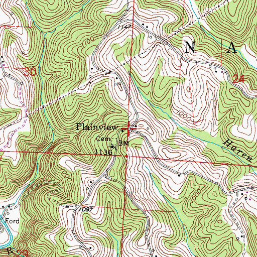Topographic Map of Plainview, OH