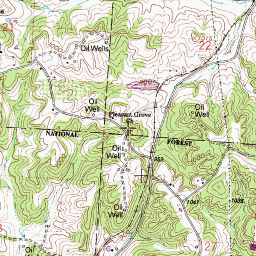 Topographic Map of Pleasant Grove Church, OH