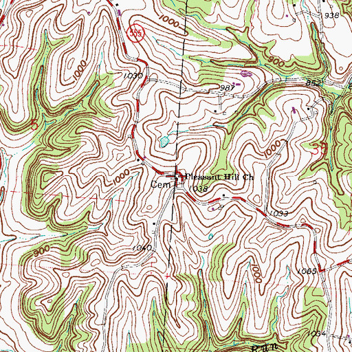 Topographic Map of Pleasant Hill Church, OH
