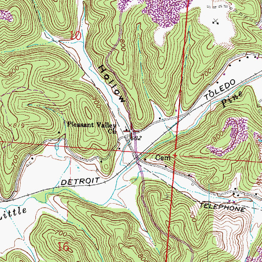 Topographic Map of Pleasant Valley Church, OH