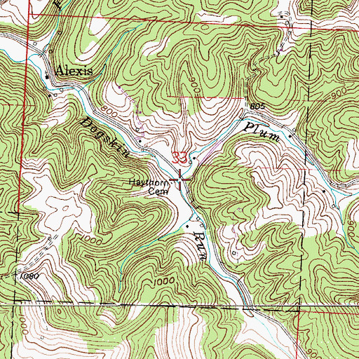 Topographic Map of Plum Run, OH