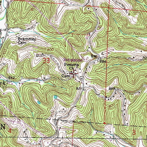 Topographic Map of Pomaria Church, OH