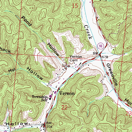 Topographic Map of Pond Hollow, OH