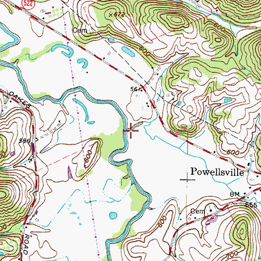 Topographic Map of Poplar Fork Pine Creek, OH