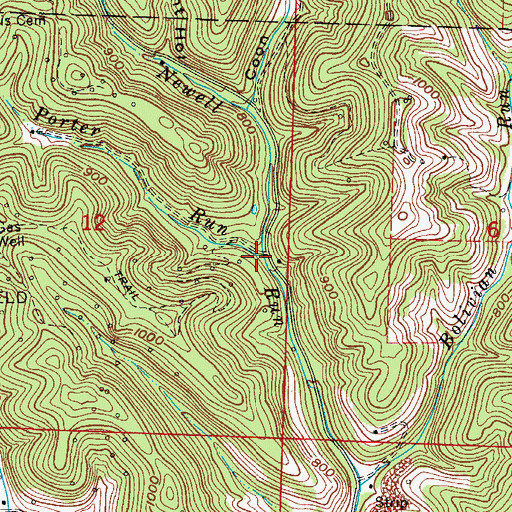 Topographic Map of Porter Run, OH