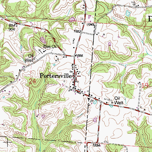Topographic Map of Portersville, OH