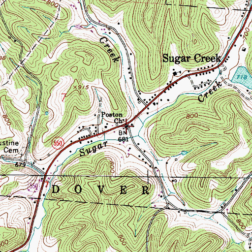Topographic Map of Poston Church, OH