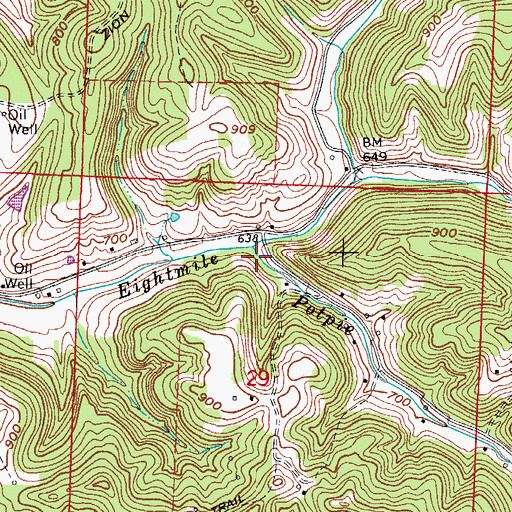 Topographic Map of Potpie Run, OH