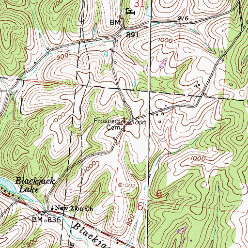 Topographic Map of Prospect Cemetery, OH