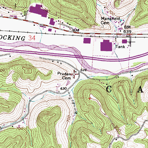 Topographic Map of Pruden Cemetery, OH