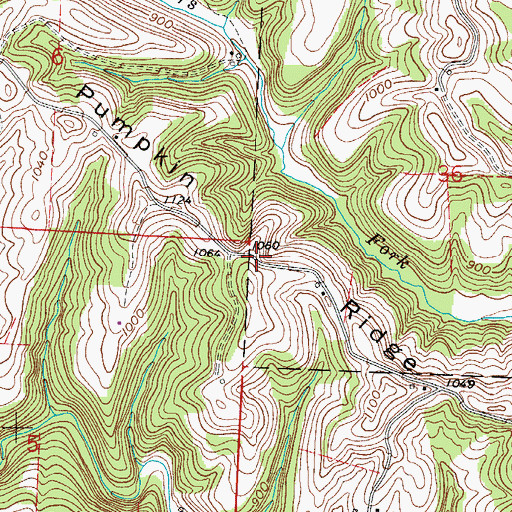 Topographic Map of Pumpkin Ridge, OH