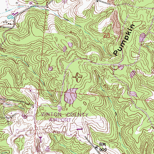 Topographic Map of Pumpkin Ridge, OH