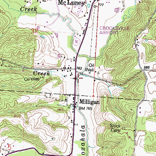 Topographic Map of Pussy Creek, OH