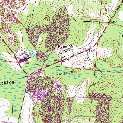 Topographic Map of Pyro, OH
