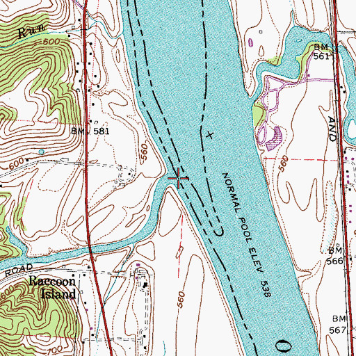 Topographic Map of Raccoon Creek, OH