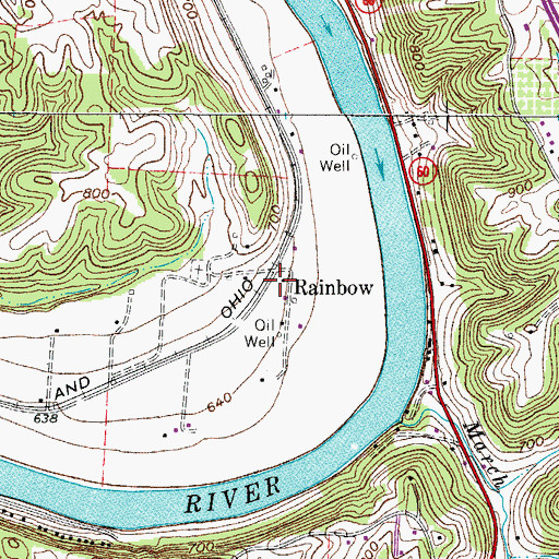 Topographic Map of Rainbow, OH