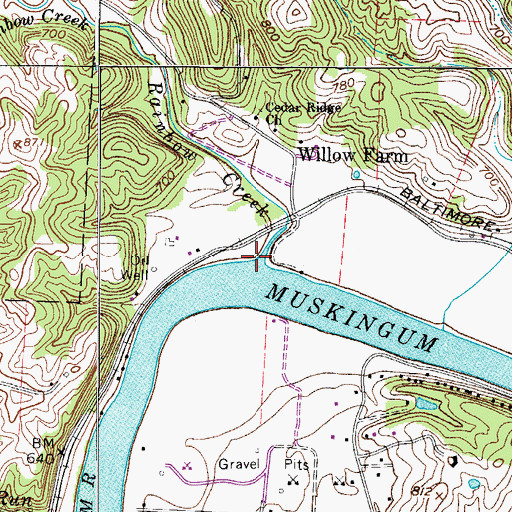 Topographic Map of Rainbow Creek, OH