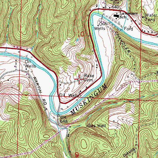 Topographic Map of Rake Cemetery, OH