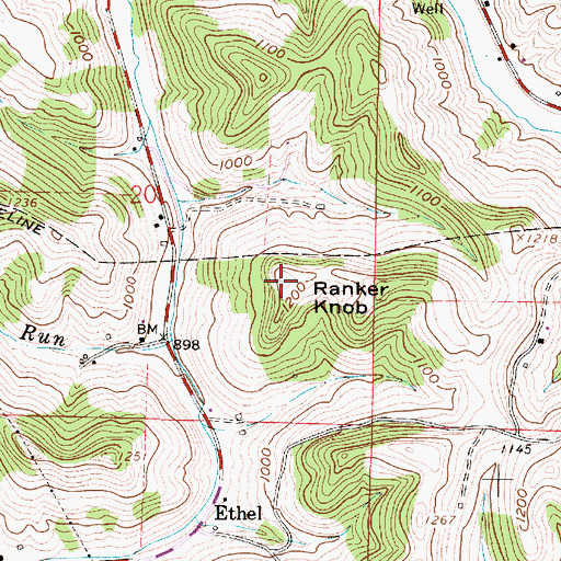 Topographic Map of Ranker Knob, OH