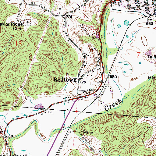 Topographic Map of Redtown, OH