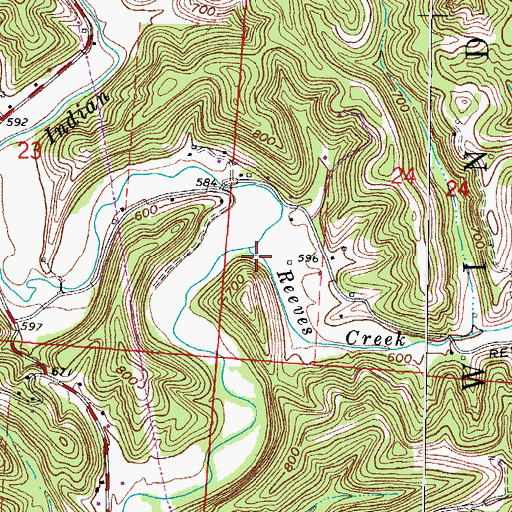 Topographic Map of Reeves Creek, OH